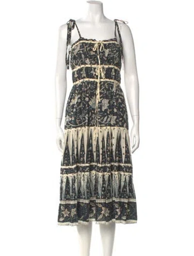 Pre-owned Ulla Johnson Printed Midi Length Dress In Blue