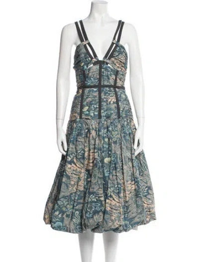 Pre-owned Ulla Johnson Printed Midi Length Dress In Blue