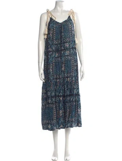 Pre-owned Ulla Johnson Printed Midi Length Dress In Blue
