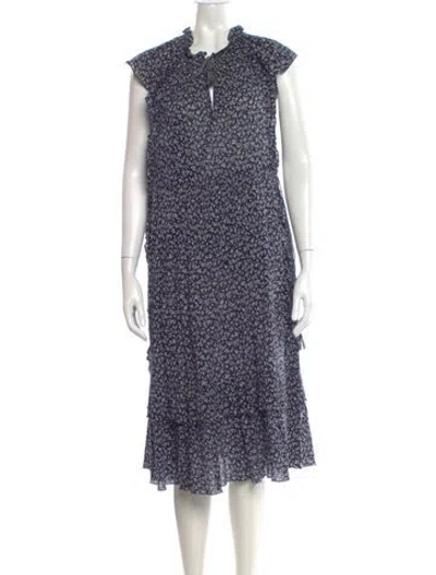 Pre-owned Ulla Johnson Printed Midi Length Dress In Blue