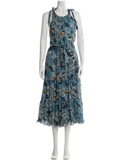 Pre-owned Ulla Johnson Printed Midi Length Dress In Blue