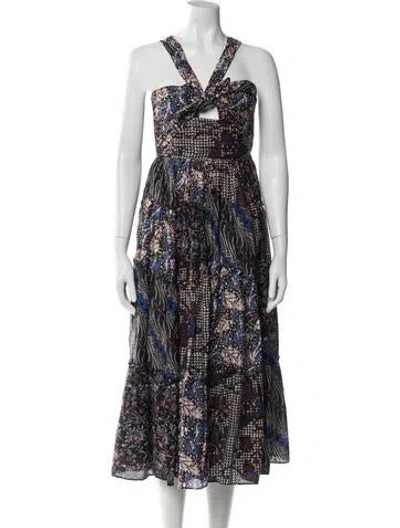 Pre-owned Ulla Johnson Printed Midi Length Dress In Blue