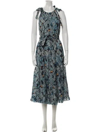 Pre-owned Ulla Johnson Printed Midi Length Dress In Blue
