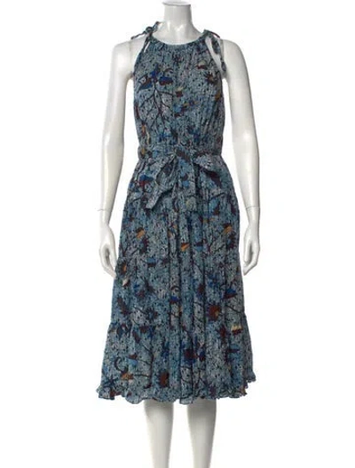 Pre-owned Ulla Johnson Printed Midi Length Dress In Blue