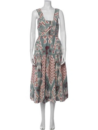 Pre-owned Ulla Johnson Printed Midi Length Dress In Blue