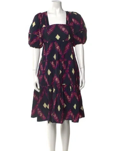 Pre-owned Ulla Johnson Printed Midi Length Dress In Blue