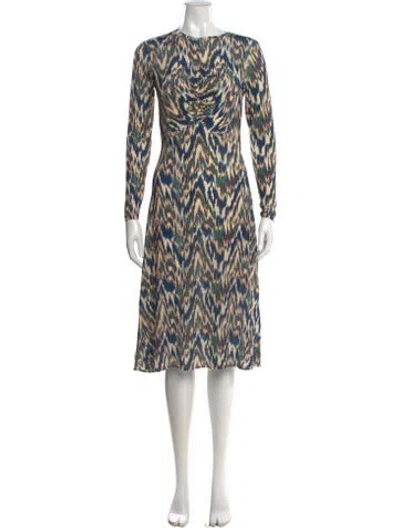 Pre-owned Ulla Johnson Printed Midi Length Dress In Blue