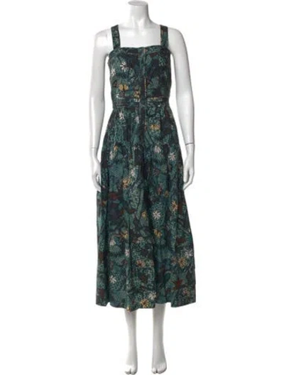 Pre-owned Ulla Johnson Printed Midi Length Dress In Blue