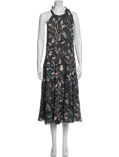 Pre-owned Ulla Johnson Printed Midi Length Dress In Blue