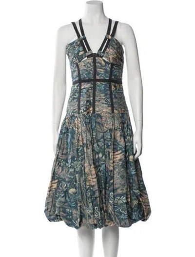 Pre-owned Ulla Johnson Printed Midi Length Dress In Blue