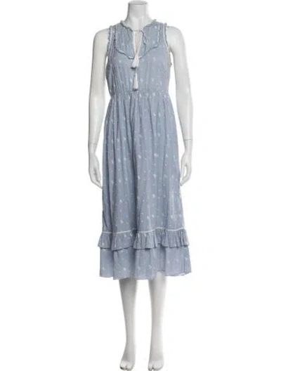 Pre-owned Ulla Johnson Printed Midi Length Dress In Blue