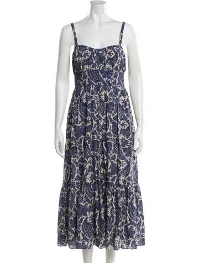 Pre-owned Ulla Johnson Printed Midi Length Dress In Blue