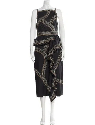 Pre-owned Ulla Johnson Printed Midi Length Dress In Blue
