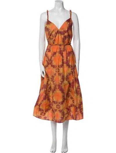 Pre-owned Ulla Johnson Printed Midi Length Dress In Brown