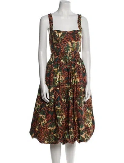 Pre-owned Ulla Johnson Printed Midi Length Dress In Brown