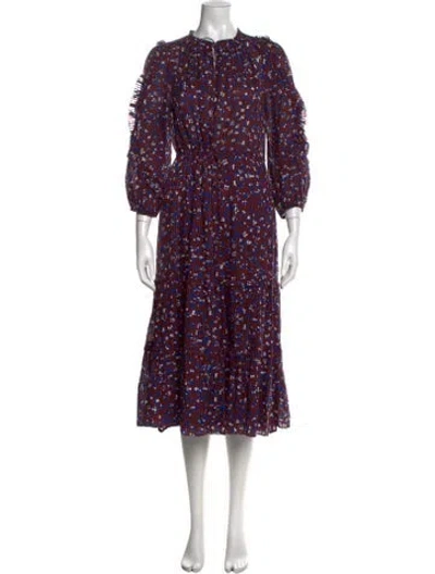 Pre-owned Ulla Johnson Printed Midi Length Dress In Brown