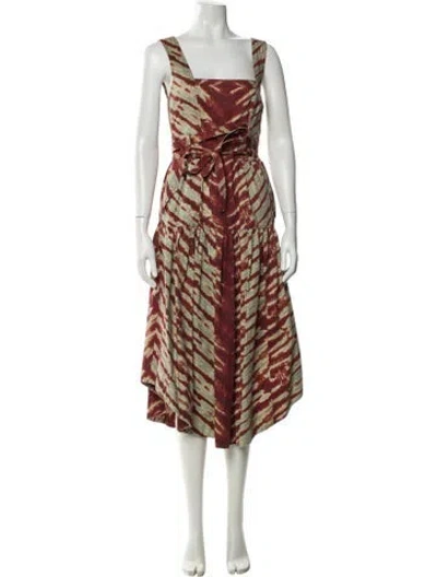 Pre-owned Ulla Johnson Printed Midi Length Dress In Brown