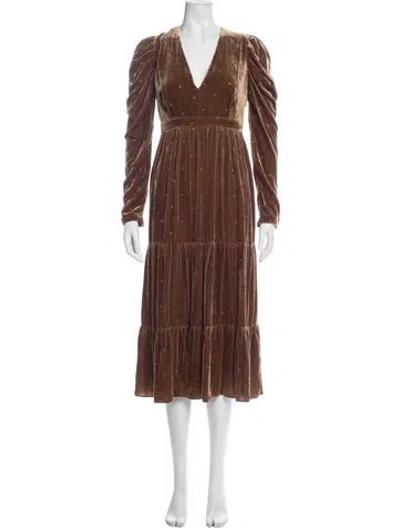 Pre-owned Ulla Johnson Printed Midi Length Dress In Brown