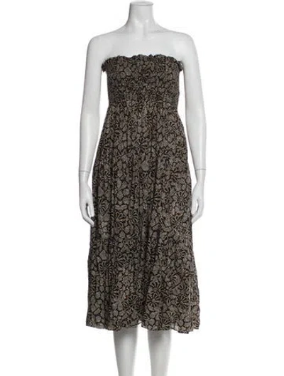 Pre-owned Ulla Johnson Printed Midi Length Dress In Brown