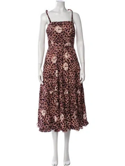 Pre-owned Ulla Johnson Printed Midi Length Dress In Brown