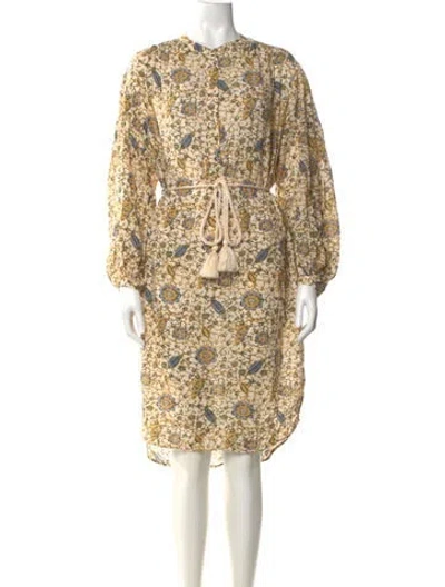 Pre-owned Ulla Johnson Printed Midi Length Dress In Gold