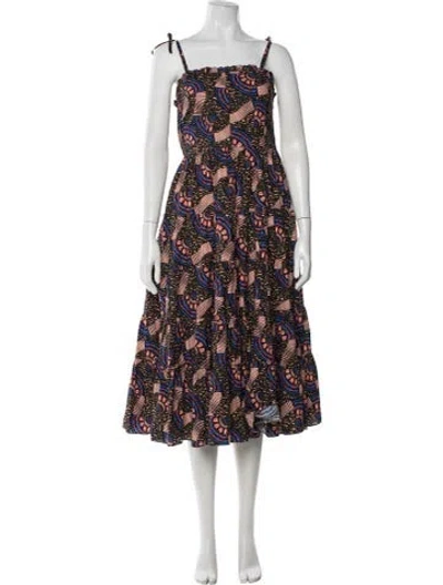 Pre-owned Ulla Johnson Printed Midi Length Dress In Green