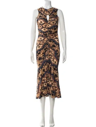 Pre-owned Ulla Johnson Printed Midi Length Dress In Green