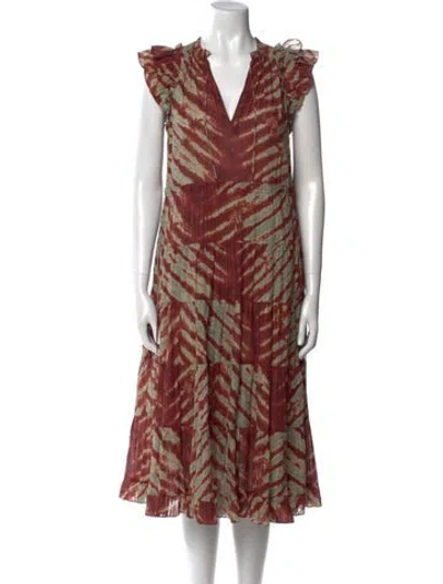 Pre-owned Ulla Johnson Printed Midi Length Dress In Multi