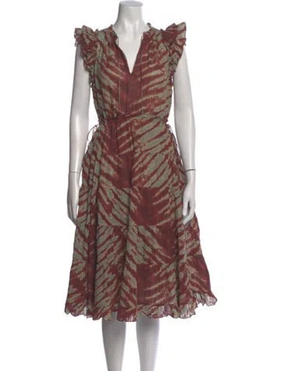 Pre-owned Ulla Johnson Printed Midi Length Dress In Multi