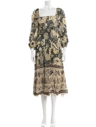 Pre-owned Ulla Johnson Printed Midi Length Dress In Neutral