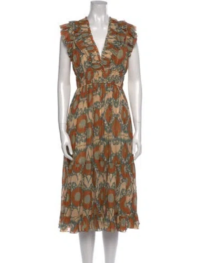 Pre-owned Ulla Johnson Printed Midi Length Dress In Neutral