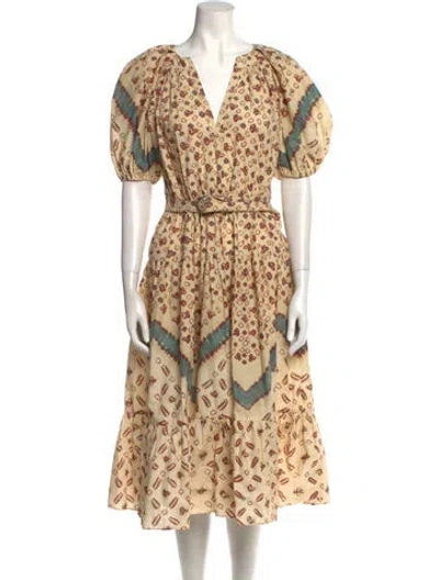 Pre-owned Ulla Johnson Printed Midi Length Dress In Neutral