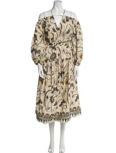 Pre-owned Ulla Johnson Printed Midi Length Dress In Neutral