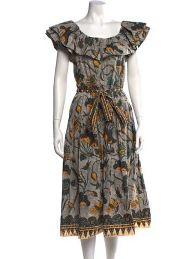 Pre-owned Ulla Johnson Printed Midi Length Dress In Neutral