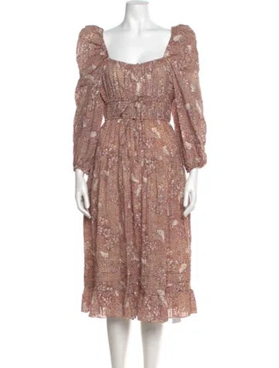 Pre-owned Ulla Johnson Printed Midi Length Dress In Neutral