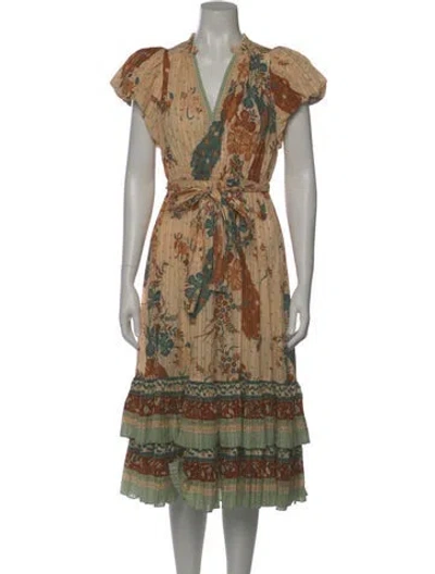 Pre-owned Ulla Johnson Printed Midi Length Dress In Neutral