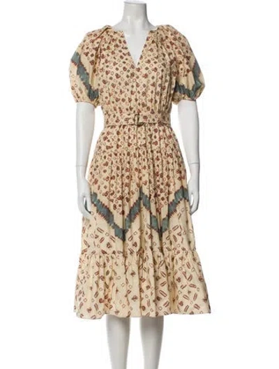 Pre-owned Ulla Johnson Printed Midi Length Dress In Neutral