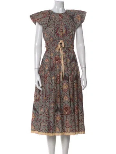 Pre-owned Ulla Johnson Printed Midi Length Dress In Neutral