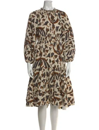 Pre-owned Ulla Johnson Printed Midi Length Dress In Neutral