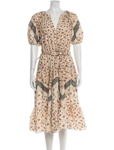 Pre-owned Ulla Johnson Printed Midi Length Dress In Neutral