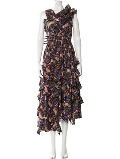 Pre-owned Ulla Johnson Printed Midi Length Dress In Neutral