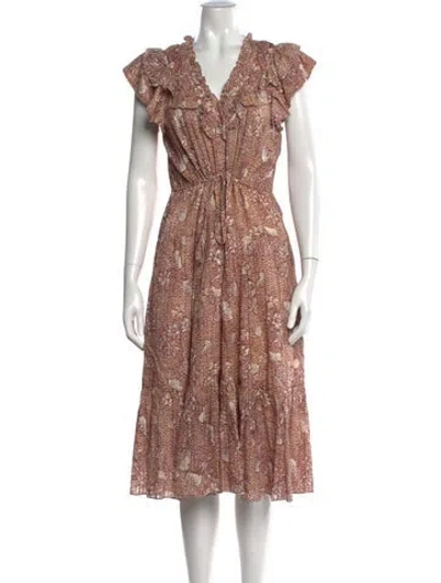 Pre-owned Ulla Johnson Printed Midi Length Dress In Neutral