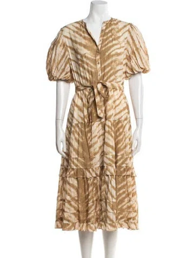 Pre-owned Ulla Johnson Printed Midi Length Dress In Neutral