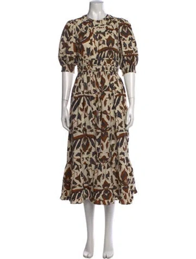 Pre-owned Ulla Johnson Printed Midi Length Dress In Neutrals