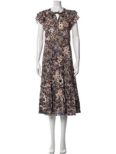 Pre-owned Ulla Johnson Printed Midi Length Dress In Neutrals
