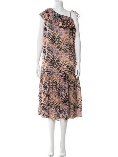 Pre-owned Ulla Johnson Printed Midi Length Dress In Orange