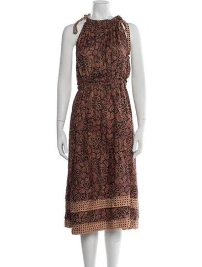 Pre-owned Ulla Johnson Printed Midi Length Dress In Orange