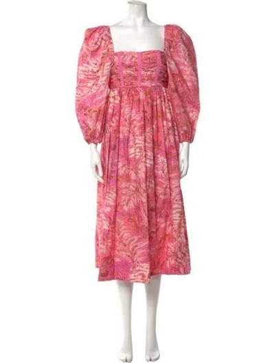 Pre-owned Ulla Johnson Printed Midi Length Dress In Pink