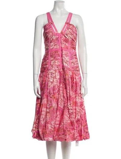 Pre-owned Ulla Johnson Printed Midi Length Dress In Pink