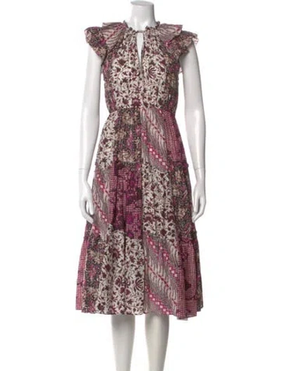 Pre-owned Ulla Johnson Printed Midi Length Dress In Pink